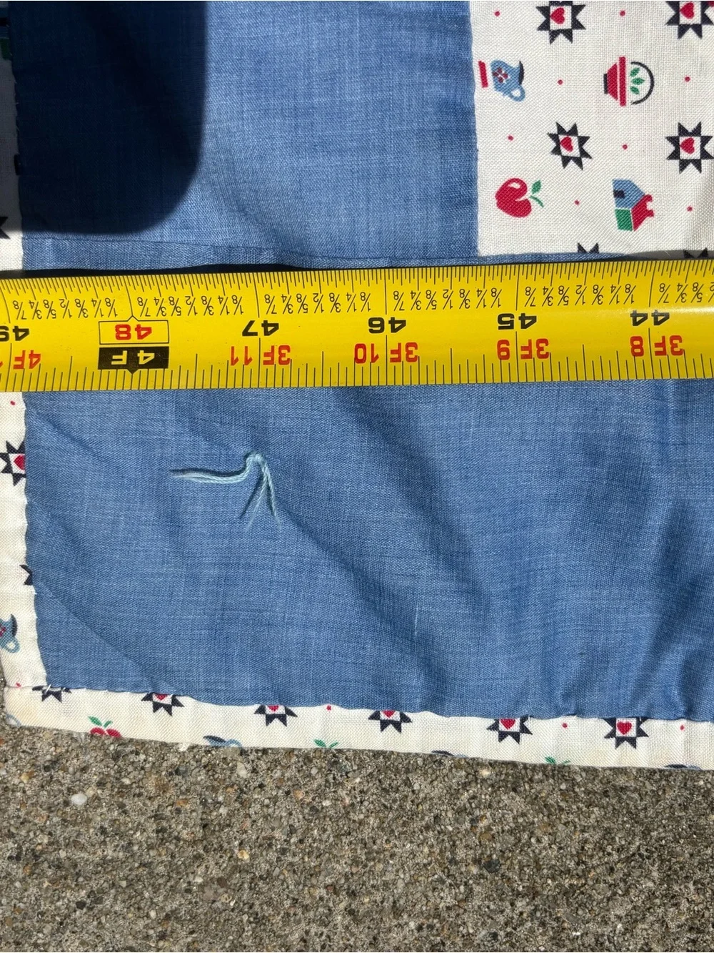 EUC homemade Shoofly Patchwork Quilted Throw in Blue, Red & White